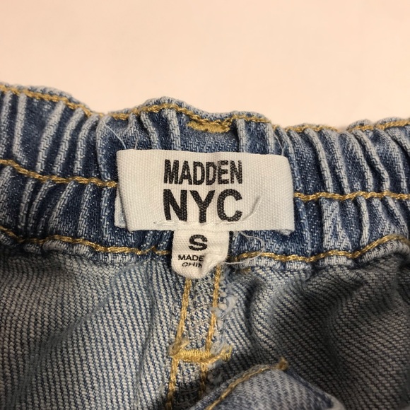 Madden NYC Denim Blue Cut-Off Elastic Waist Cargo Short Shorts Size S - Picture 12 of 14
